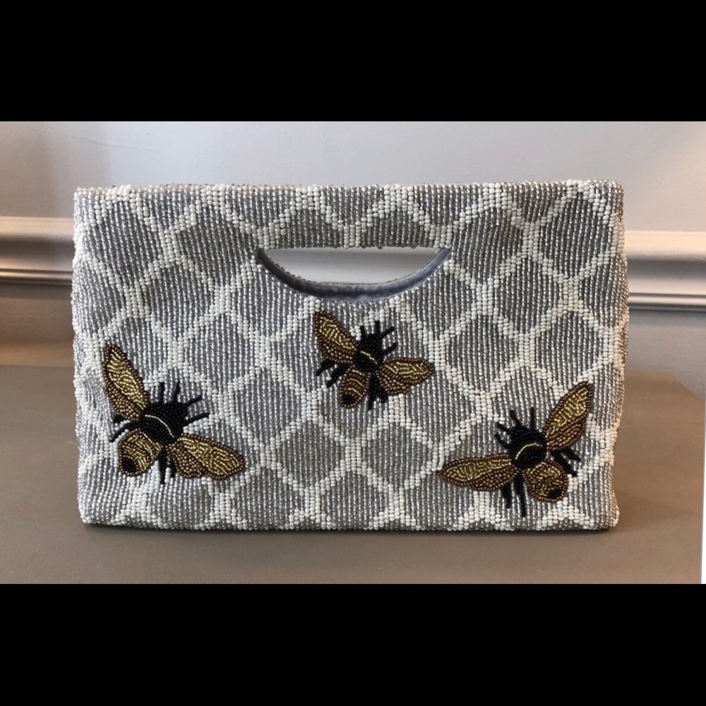 Tiana BEE beaded top handle clutch